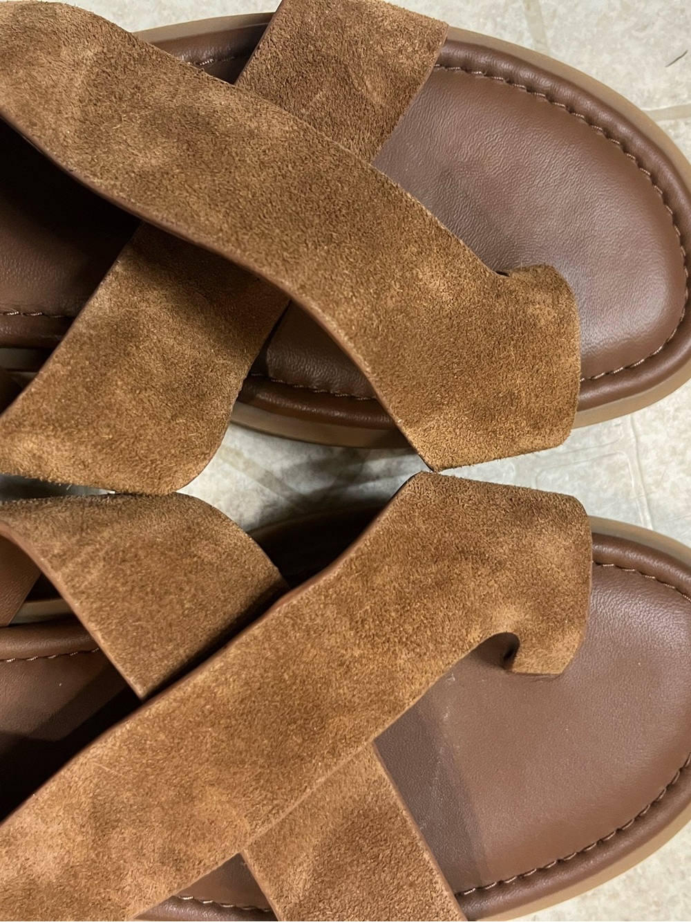 rag & bone Brown Suede Crisscross Buckle Sandals - Picture 2 of 4